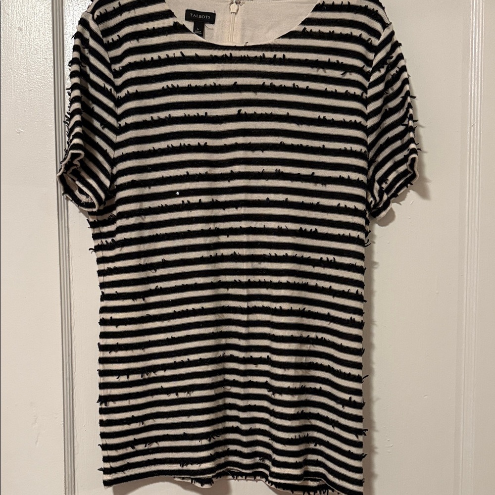 Talbots Black and Cream Textured Top